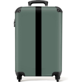 Carry-On Suitcase 55x35x25cm, Wheeled Travel Luggage, Cabin Approved Lightweight Striped Trolley Case Blue, Airplane Hand