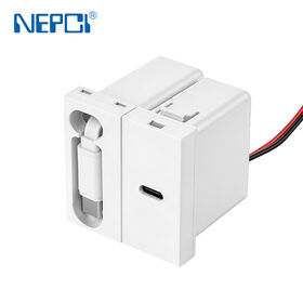 Space-Saving 20W Fast Charging USB-C Retractable Charger 45x45mm Embedded Power Module for Office Desk and Furniture