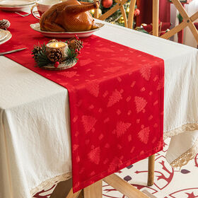 Christmas Tree Jacquard Table Runner Recycled Polyester Banquet Dining Decoration