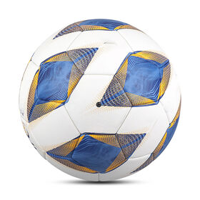 Premium Blue Gold Star Size 5 PU Soccer Ball, Machine Stitched Training Football for Outdoor Lawn Games