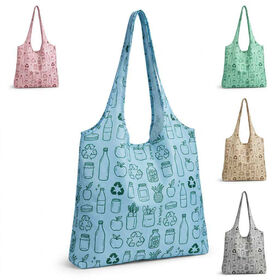 Wholesale Reusable Grocery Shoulder Tote Bag Lightweight Eco Print Foldable Shopping Bag
