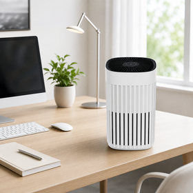 HEPA Air Purifier for Bedroom and Pet Spaces, 200m3/h CADR, 360 Air Intake, 3 Fan Speeds, Timer and Child Lock