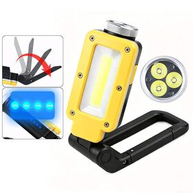 Rechargeable Mini LED Work Light with 3 XTE + COB White & Red Light, Magnetic Base & Rotating Stand