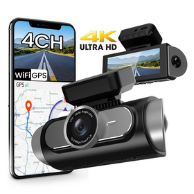 4 Channel Dash Camera 4K Dash Cam with WiFi APP Control GPS Log Track Fisheye Lens for Cars OEM 4CH Car Recorder
