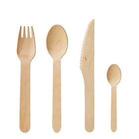 160mm Wooden Tableware Knife Fork Spoon Premium Birch Wood Cutlery customized packing with boxes