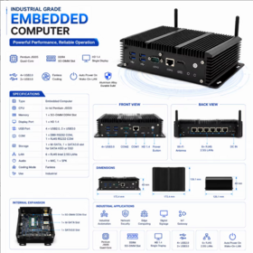 Mini PC Industriel Fanless EGLOBAL Abordable avec Intel Core i7, 32 Go de RAM DDR4, 2 Ports COM, Écran HD, SSD/HDD