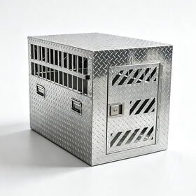 Custom Heavy Duty Aluminum Dog Box Full Weld Single Aluminum Diamond Plate Hunting Truck Dog Box Foldable Aluminum Pet Crate