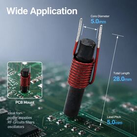 High Frequency Rod Core Choke Coil Low DCR Ferrite Drum Inductor RoHS Certified EMI Suppression Choke for PCB Board Electronic Cir