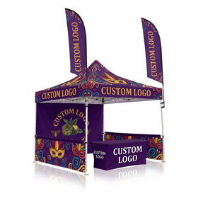 Custom Pop Up Canopy Tent 10x10ft 12x12ft Printed Trade Show Booth Outdoor Event Folding Advertising Gazebo with Tablecloth Flags