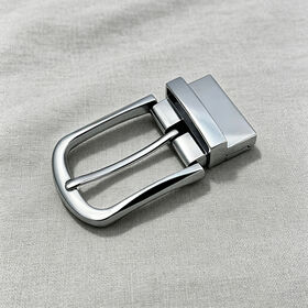 Brushed Nickel-Free Reversible Metal Belt Buckle, Adjustable Swivel Prong Fastener for Custom Leather Belts, Formal & Daily Wear