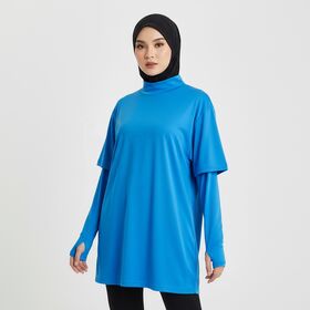 Modest Muslim Women Breathable Quick Dry Sports Shirt Fitness Apparel