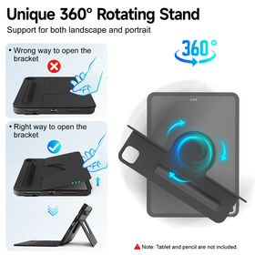 Accrosoo All-directional Rotating Detachable Keyboard Case Dual Pen Cradles, Oil-Resistant PU for iPad 10.2/10.5/10.9/11"