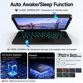 2-in-1 Spin Stand Keyboard Folio Landscape/Portrait/Solo Modes Twin Stylus Holders & Half-Year Battery for iPad 10.2/10.5/10.9/11"