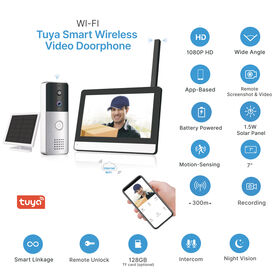 بسعر المصنع 7 بوصة LCD Tuya 2MP WDR WIFI جرس باب ذكي PIR كاميرا إنتركوم كاميرا لاسلكية TF عدة بطاقة قفل وظيفة فتح