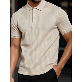 Men's Knitted Polo Shirt Short Sleeve Textured Golf Polo Shirt Casual Business T Shirt Wholesale