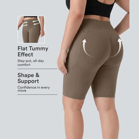 High Waisted Scrunch Butt Lifting Biker Shorts 9" with Pockets-Tummy Control, 4-Way Stretch, Training Shorts for Women