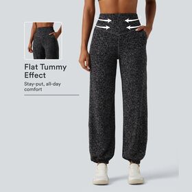 Leopard Print High Waisted Tummy Control Yoga Joggers with Pockets-UltraSculpt 4-Way Stretch for Women