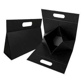 Boîte Cadeau Pliante Magnétique de Luxe Noire avec Poignée, Carton Recyclable, Taille de Logo Personnalisée