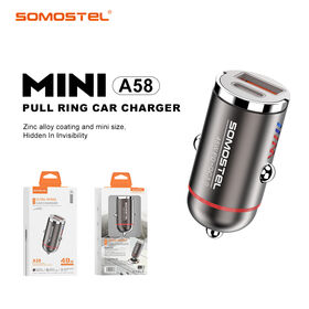 Somostel A58 Car Driving Travel Zinc Alloy Material 48W Mini Dual Independent Fast Car Charger 3C Accessory Global Universal
