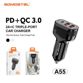 Somostel A55 Car Driving Travel 48W Triple Port Multi Device Fast Car Charger 3C Accessory Global Universal