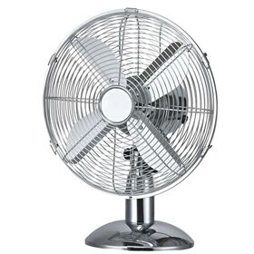 12 Inch Chrome Metal Oscillating Table Fan, Classic Retro Desk Fan 3 Speed Copper Motor For Home Office OEM ODM Wholesale