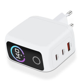 140W 3-Port USB Type-C GaN Fast Charger Display Screen High Power for Laptop Earphone Camera Mobile Phone Charger Wall Charger
