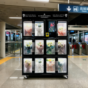Junxin Automatic Fresh Flower Vending Machine Smart Refrigerated Outdoor 24/7 Commercial Bouquets LED Cooling System SDK ADA