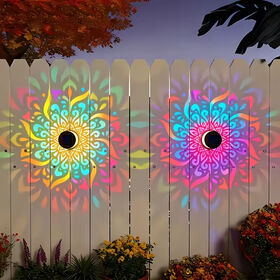 7 Changement de Couleur Solaire Mandala Projection Mur Lumière IP65 Étanche Automatique En Métal Clôture Pont Post Cour Jardin Jardin Décor