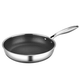 304 Stainless Steel Non-Stick Frying Pan Skillet for Pancakes, Eggs & Steak, Compatible with Gas Stoves and Induction Cooktops