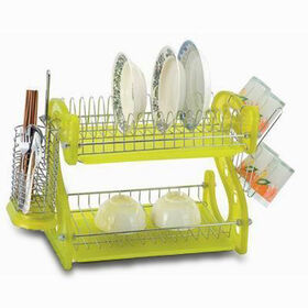 Plastic Dish Rack, Customized Designs are Welcome, with Chrome Wire Finish