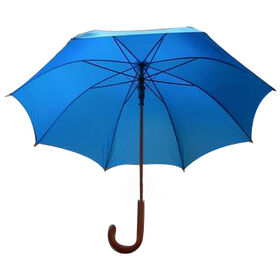 Wooden-Handled Polyester Promo Umbrella with Auto-Open