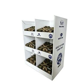 Camo Tee cardboard PDQ corrugated pallet display