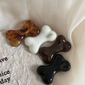 Textured coffee-colored bone hair clip for girls, cute single clip for side-blowout hairstyle, duckbill clip hair accessory