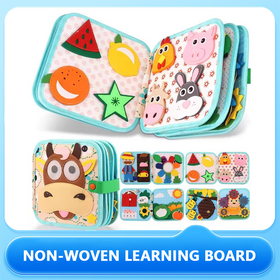 Cow Print Non-woven Quiet Book, Montessori Toddler Busy Board