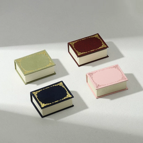Elegant Retro Book Look Flocking Jewelry Presentation Box,Gold Embossed Flip Gift Box for Fine Jewelry Retail and Gift