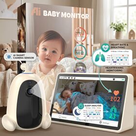 7" AI Smart Radar Baby Monitor with Sleep Tracking, Heart Rate & Respiration-1080P, 4-Cam Support, 4000mAh, Cry Detection