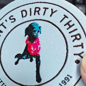 Unique Perfect Souvenir Woven Lable Patches Eco-friendly Washable OEKO-TEX Premium Quality Souvenir Badge Grant's Dirty Thirty