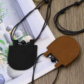 PU Leather Key Bag Necklace Adjustable Chain Integrated Wearable Jewelry Accessory