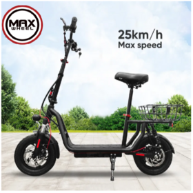 Maxwheel EB5 Height Adjustable Electric Scooter With Seat, 350W 36V 7.5Ah Lithium Battery, 12/14 Inch Tire, Dual Brake System