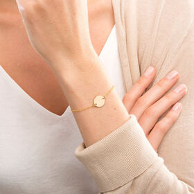 Custom Engraving Disc Bracelet Gold Plated Waterproof Anti Allergy Jewelry