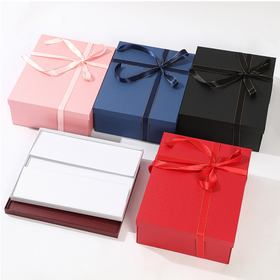 Large Rigid Preserved Grey Paperboard Recyclable Gift Favor Boxes Packaging Lid Shredded Paper Fill Top and Bottom Folding box