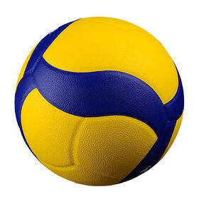 Soft Dimpled Yellow-Blue Wave Pattern Official Size 5 PU Volleyball for Indoor Matches & School PE Training