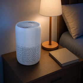 Compact Tabletop HEPA Air Purifier for Bedroom and Office, 270 m3/h CADR, 3 Fan Speeds, Sleep Mode, 2/4/6/8H Timer and Ionizer