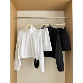 Yoga-Zweiteiler mit Sonnenschutz, Schnelltrocknung und Atmungsaktivität für Damen - Kurzer Crop-Top-Windbreaker mit halbem Reißverschluss und integriertem Rock-Shorts-Design