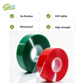 Aoma Customized Liner Color Green& Red Heavy Duty Waterproof Transparent Acrylic Double-Sided Foam Tape