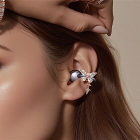Goods Dainty Marquise Zircon Butterfly Ear Wrap Cuff No Hole Earring Star Drop Dangle Ear Cuff Ladies Fashion Jewelry Bulk Supp...