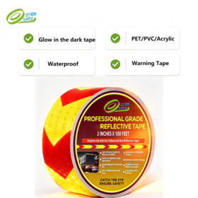 Aoma PVC with Acrylic Adhesive Reflective Safety Tape High Visibility Yellow & Red Waterproof Outdoor Conspicuity for Vehicles