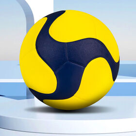 Soft Cushioned Yellow Navy Curved Panel Microfiber Official Size 5 Volleyball for Indoor Competition & Club Training