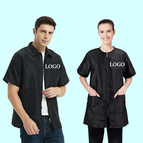 Waterproof Polyester Barber Smock Professional Hairdresser Salon Short Sleeve