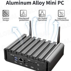 Mini PC Eglobal Pentium Gold 6405U, SSD 16 Go RAM DDR4, Ethernet Gigabit RJ45, Ordinateur Industriel Fanless Double Cœur avec Win11/Linux